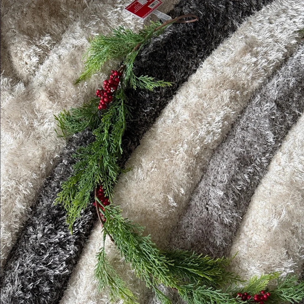 Festive Pine Garland with Red Berries